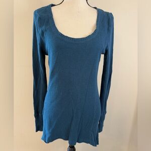 Pure Good teal waffled long sleeve tee shirt size large